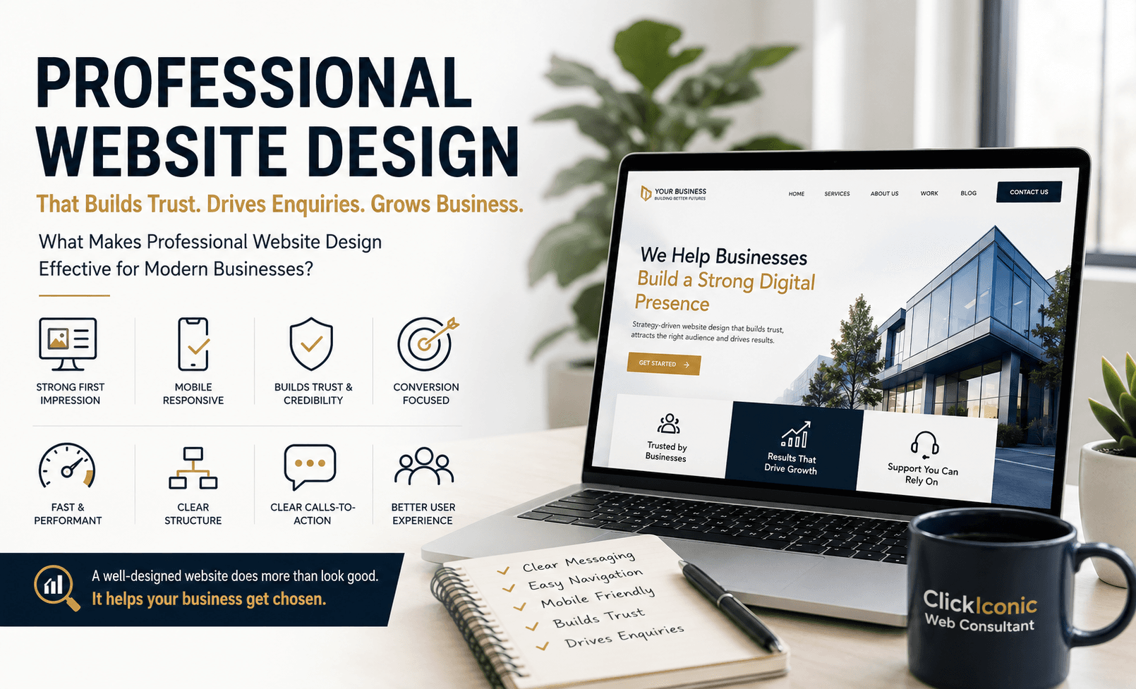 Professional website design focused on business credibility, usability, and conversion